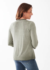 French Dressing Jeans: V-Neck 3/4 Sleeve Viscose Jersey Top