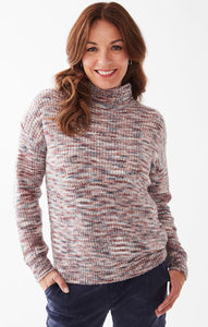 French Dressing Jeans: Space Dye Mock Neck Sweater in Cabernet