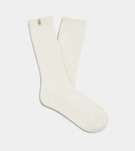 Load image into Gallery viewer, UGG: W Rib Knit Slouchy Crew Sock in White
