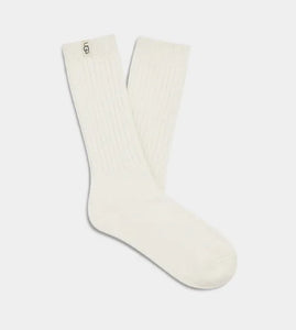 UGG: W Rib Knit Slouchy Crew Sock in White