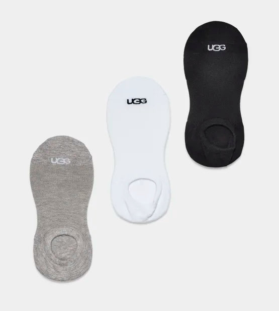UGG: Stela No show 3 Pack in White, Grey, Black