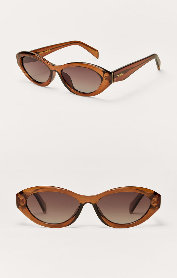 Z Supply Palermo cat-eye sunglasses in caramel transparent frame with gradient brown polarized lenses