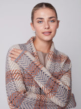 Load image into Gallery viewer, Charlie B: Plaid Cardigan with Fringed Shawl Collar
