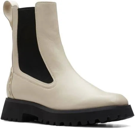 Clarks: Stayso Rise Boots in Ivory Leather