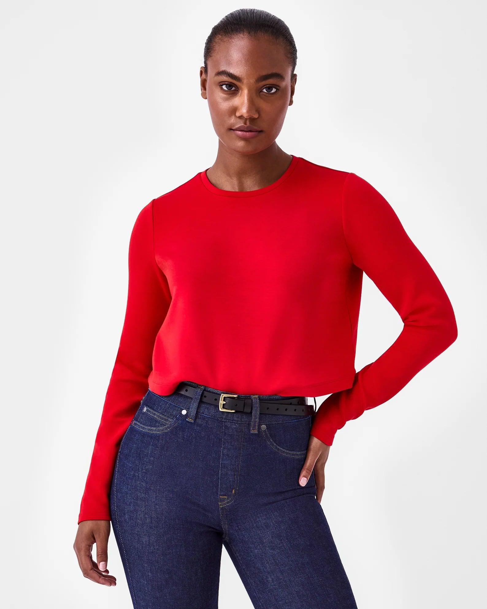Spanx: AirEssentials Cropped Long Sleeve Top in Spanx Red – The Vogue  Boutique