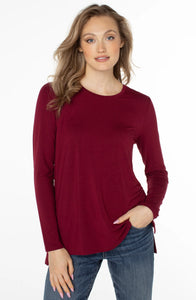 Liverpool: Long Sleeve Scoop Neck Tee in Red Velvet