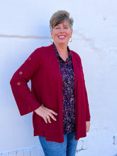 Load image into Gallery viewer, Multiples: Multi Button Cardigan in Cranberry
