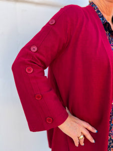 Multiples: Multi Button Cardigan in Cranberry