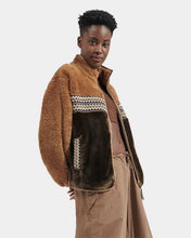 Load image into Gallery viewer, UGG: Marlene Sherpa Jacket Heritage II Braid in Chestnut
