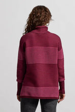 Load image into Gallery viewer, Tribal: T-Neck High Low Sweater with Side Slits in Redwine
