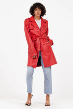 Load image into Gallery viewer, Mauritius: Lailah CF Leather Jacket in Red

