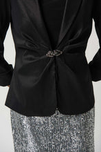 Load image into Gallery viewer, Joseph Ribkoff: Black Taffeta Fitted Blazer With Shawl Collar
