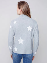 Load image into Gallery viewer, Charlie B: Printed Ottoman Cotton Funnel Neck Sweater in H. Grey
