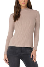Load image into Gallery viewer, Liverpool: Long Sleeve Mock Neck Rib Knit Top in Sandstone Tan
