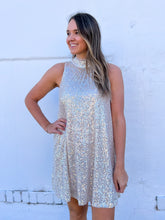 Load image into Gallery viewer, Design History: Sequin Mini Dress Champagne
