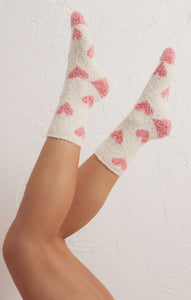 Z Supply: 2-Pack Plush Heart Socks in Vanilla Ice