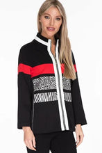 Load image into Gallery viewer, Multiples: 3/4 Sleeve Zip Thru collar Solid Twill Knit &amp; Print Jersey Knit Jacket
