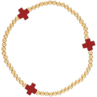 Enewton: Signature Cross Bracelet Gold Pattern 3mm in Red