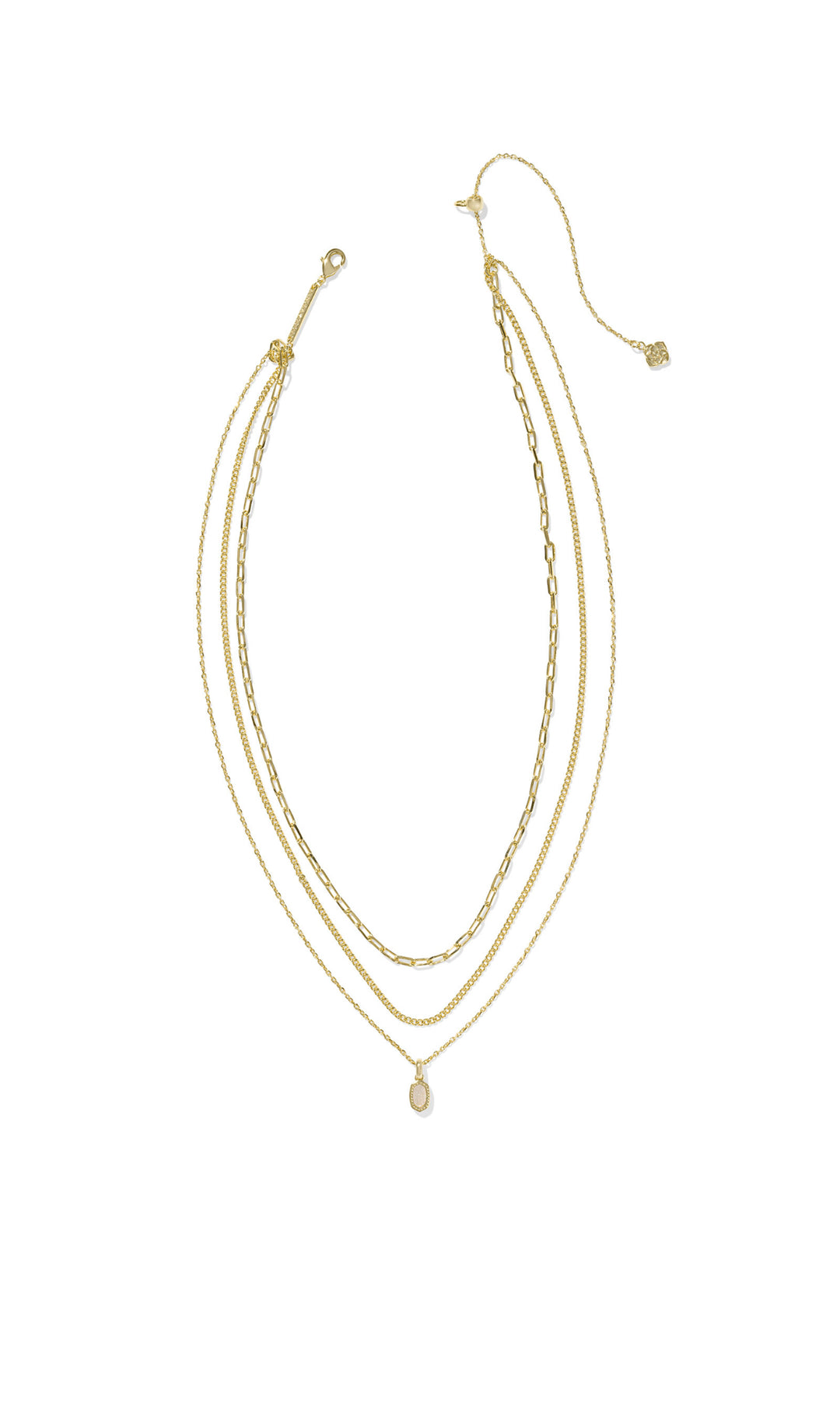 Kendra Scott: Mini Elisa Triple Strand Necklace in Gold Iridescent Drusy