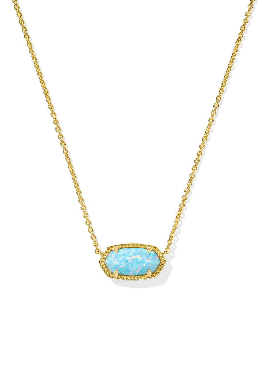 Kendra Scott: Elisa Pendant Necklace in Gold Light Teal Kyocera Opal