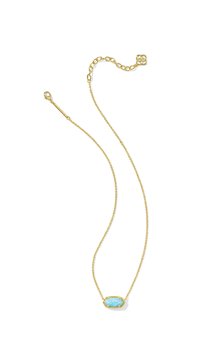 Kendra Scott: Elisa Pendant Necklace in Gold Light Teal Kyocera Opal
