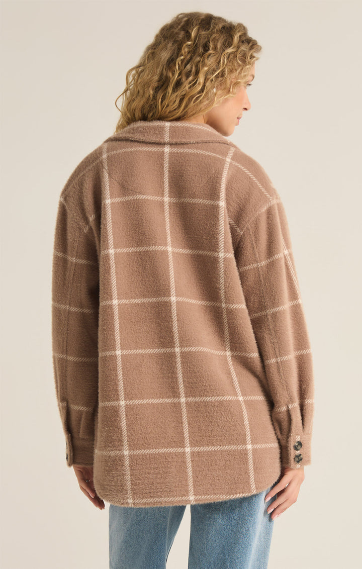 Z Supply: Plaid Tucker Jacket in Heather Taupe ZJ213286