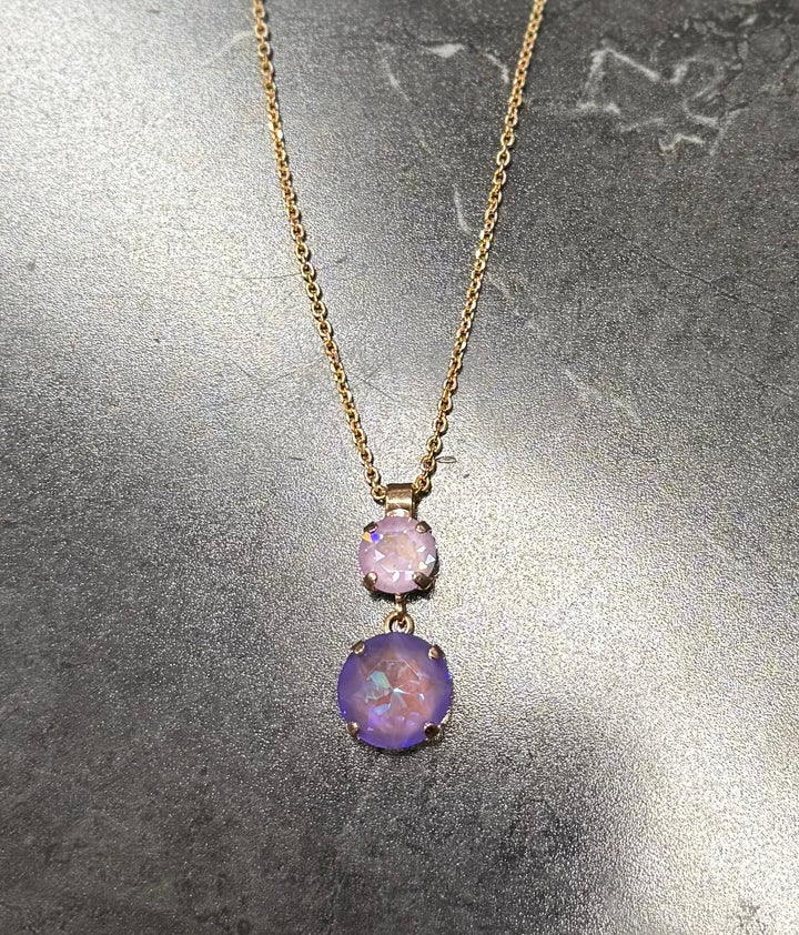 Mariana: Necklace Purple Pendent (Rose Gold Chain) N-5440/2R-144144-RG