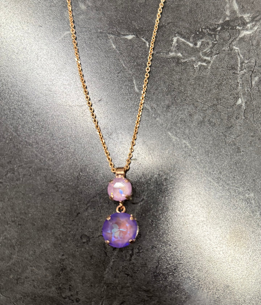 Mariana: Necklace Purple Pendent (Rose Gold Chain) N-5440/2R-144144-RG