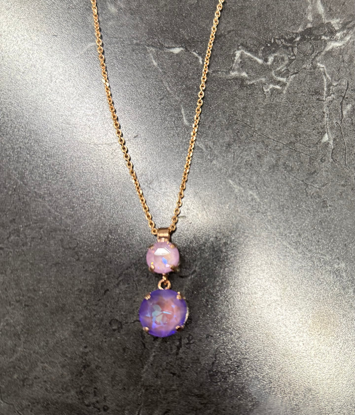Mariana: Necklace Purple Pendent (Rose Gold Chain) N-5440/2R-144144-RG