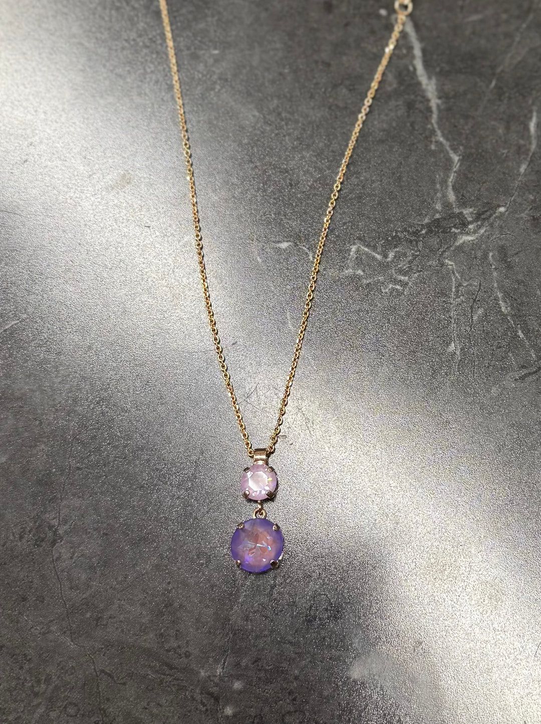 Mariana: Necklace Purple Pendent (Rose Gold Chain) N-5440/2R-144144-RG