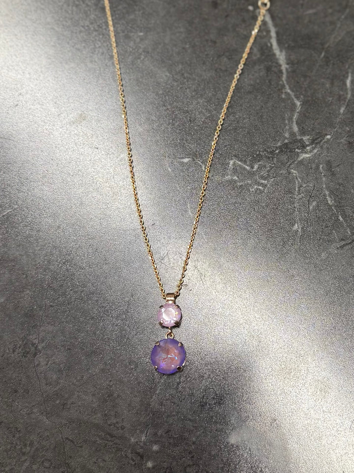 Mariana: Necklace Purple Pendent (Rose Gold Chain) N-5440/2R-144144-RG