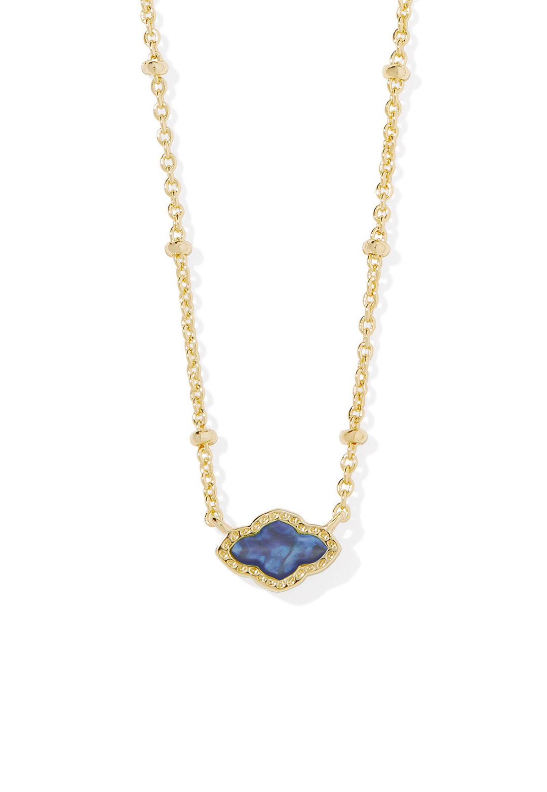Kendra Scott: Mini Abbie Satellite Pendant Necklace in Gold Navy Abalone