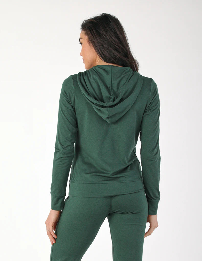Glyder: On The Go Lightweight Zip Up Hoodie in Forest