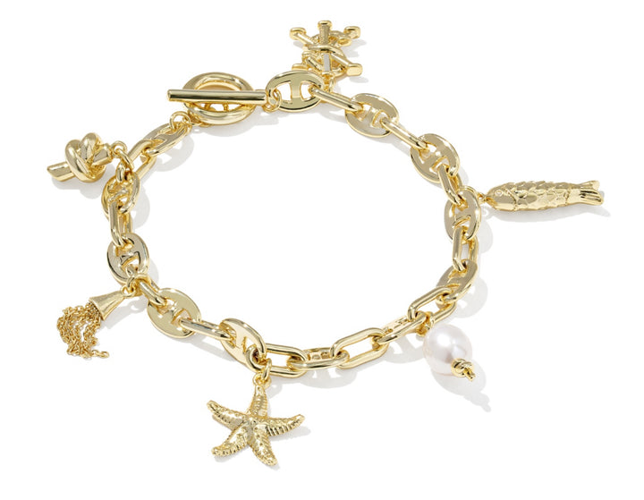 Kendra Scott: Parker Charm Bracelet in Gold Freshwater Cultured Pearl - The Vogue Boutique