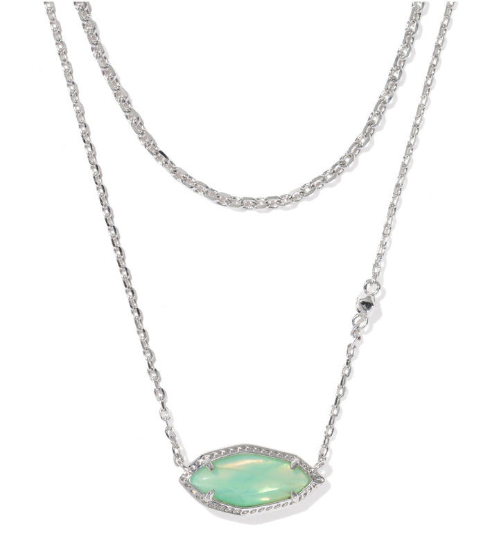 Kendra Scott: Ophelia Multi Strand Necklace in Silver Mint Iridescent Abalone