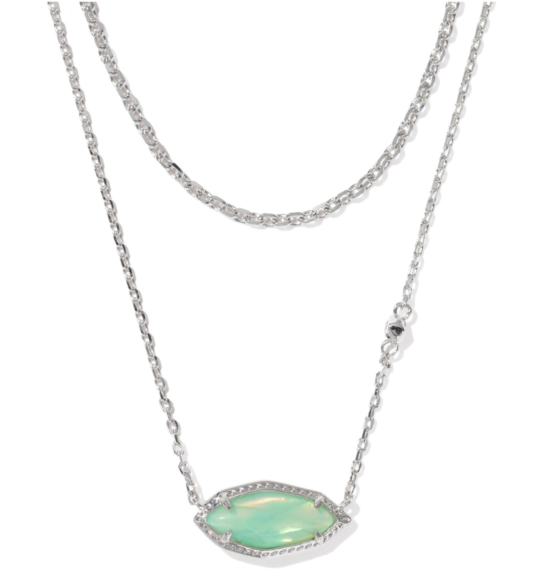 Kendra Scott: Ophelia Multi Strand Necklace in Silver Mint Iridescent Abalone
