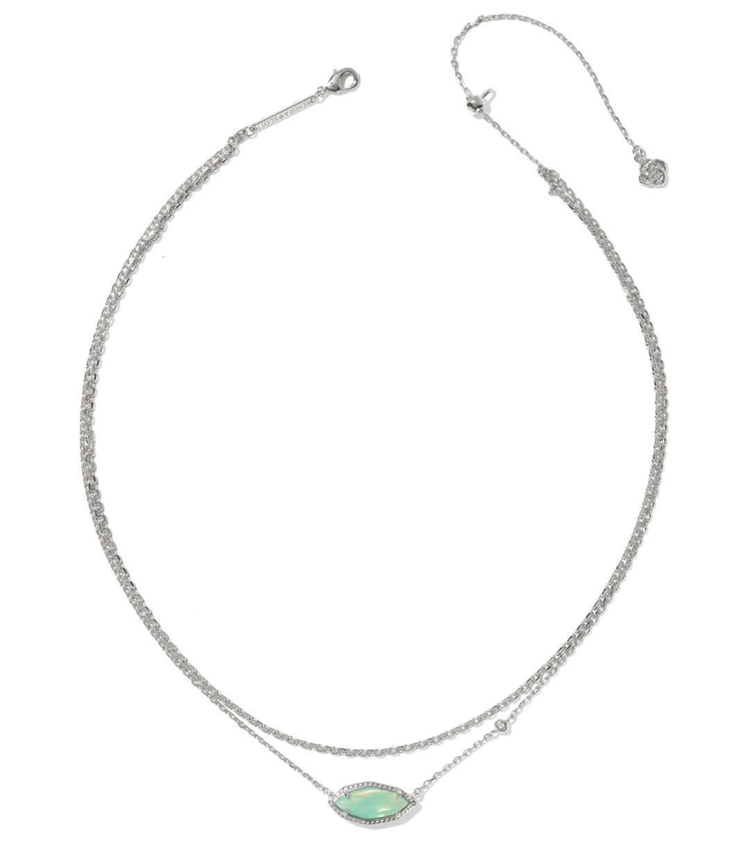 Kendra Scott: Ophelia Multi Strand Necklace in Silver Mint Iridescent Abalone