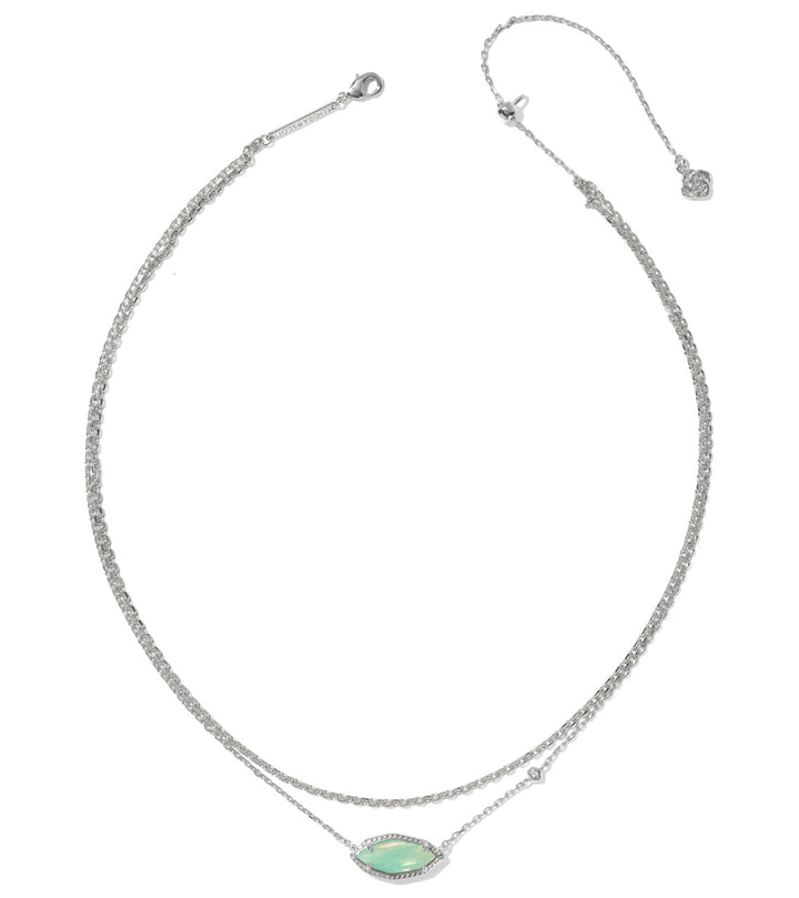 Kendra Scott: Ophelia Multi Strand Necklace in Silver Mint Iridescent Abalone