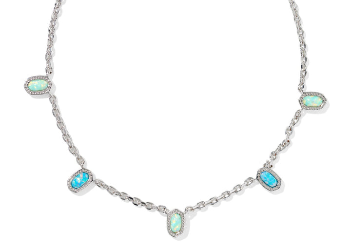 Kendra Scott: Mini Elisa Strand Necklace in Silver Green Mix
