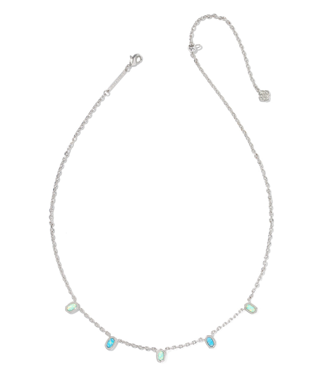 Kendra Scott: Mini Elisa Strand Necklace in Silver Green Mix