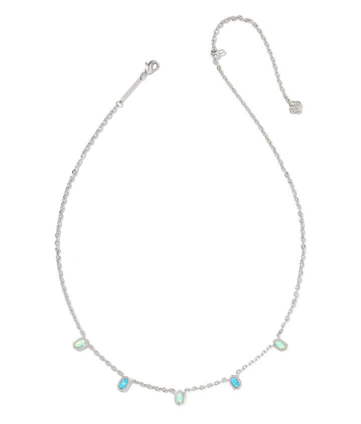 Kendra Scott: Mini Elisa Strand Necklace in Silver Green Mix