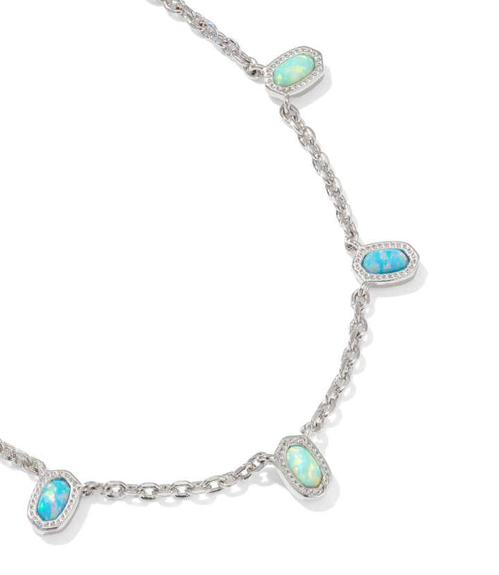 Kendra Scott: Mini Elisa Strand Necklace in Silver Green Mix