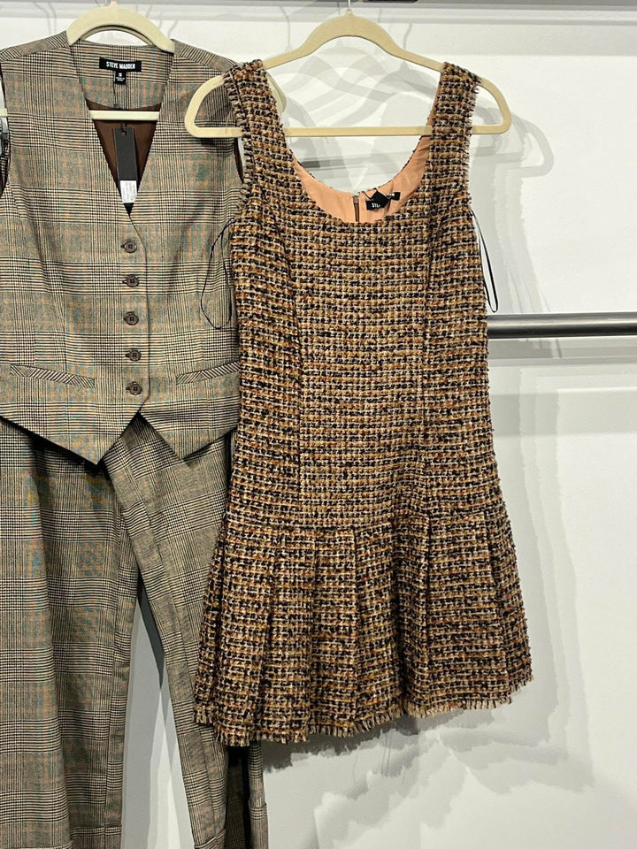 Steve Madden: Avie Dress in Brown Plaid Mix