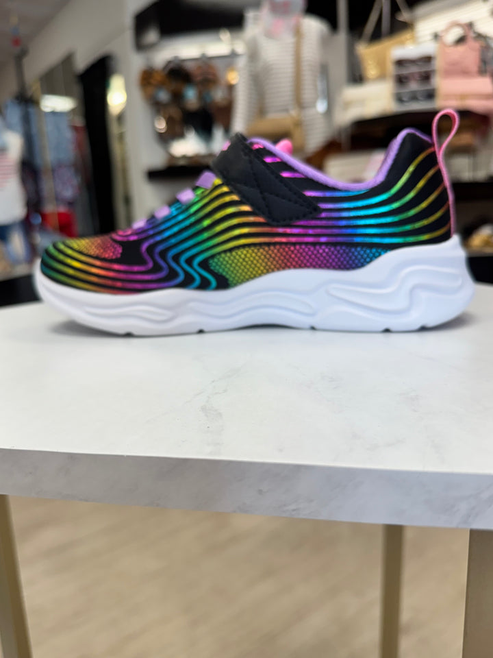 Skechers: Kids Wavy Beams Black Sneakers