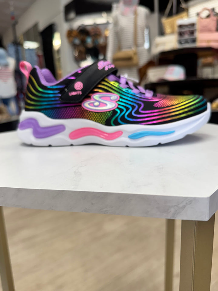 Skechers: Kids Wavy Beams Black Sneakers