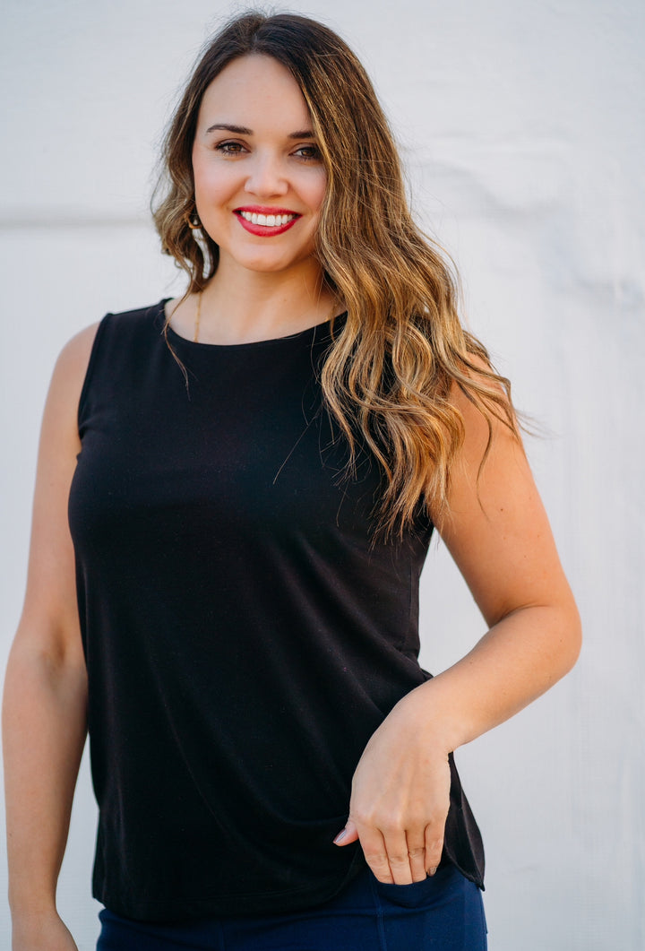 Multiples: Scoop Neck Tank in Black M15102TM