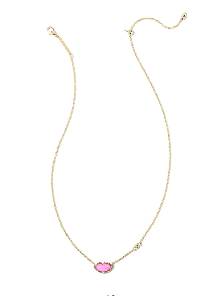 Kendra Scott: Lips Pendant Necklace in Hot Pink Mother of Pearl