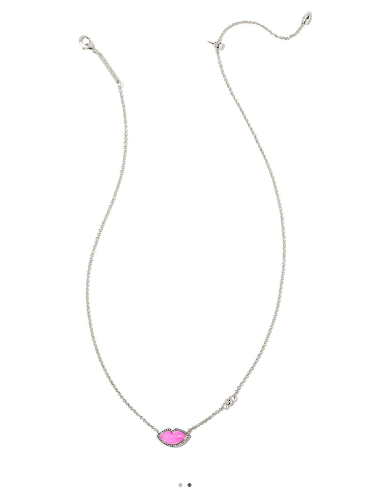 Kendra Scott: Lips Pendant Necklace in Hot Pink Mother of Pearl