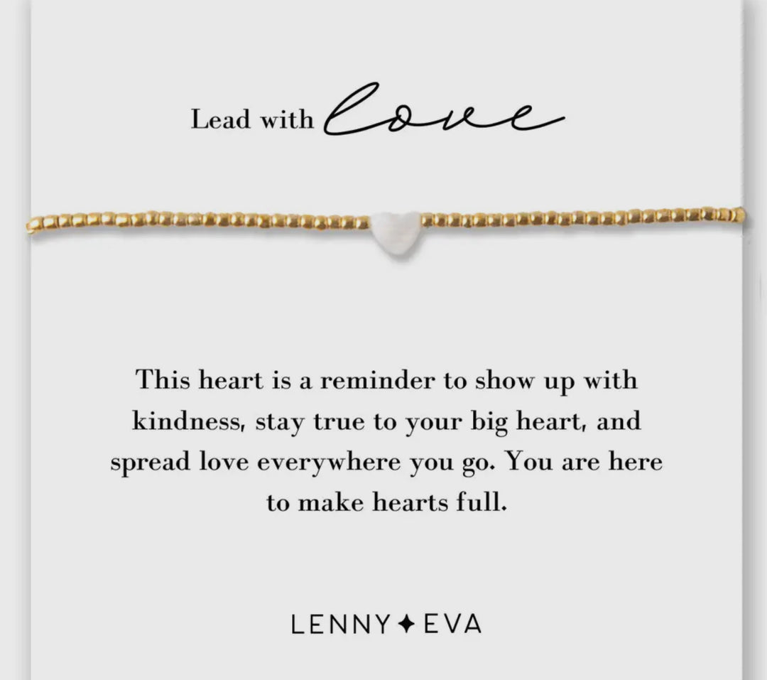 Lenny & Eva: Lead With Love Gold Bracelet With Pearl Heart Charm