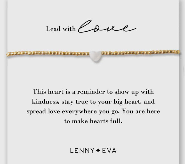 Lenny & Eva: Lead With Love Gold Bracelet With Pearl Heart Charm
